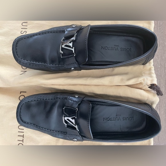 LOUIS VUITTON Monte Carlo Moccasin Black Calfskin Leather US Size 10.5 - Picture 2 of 13